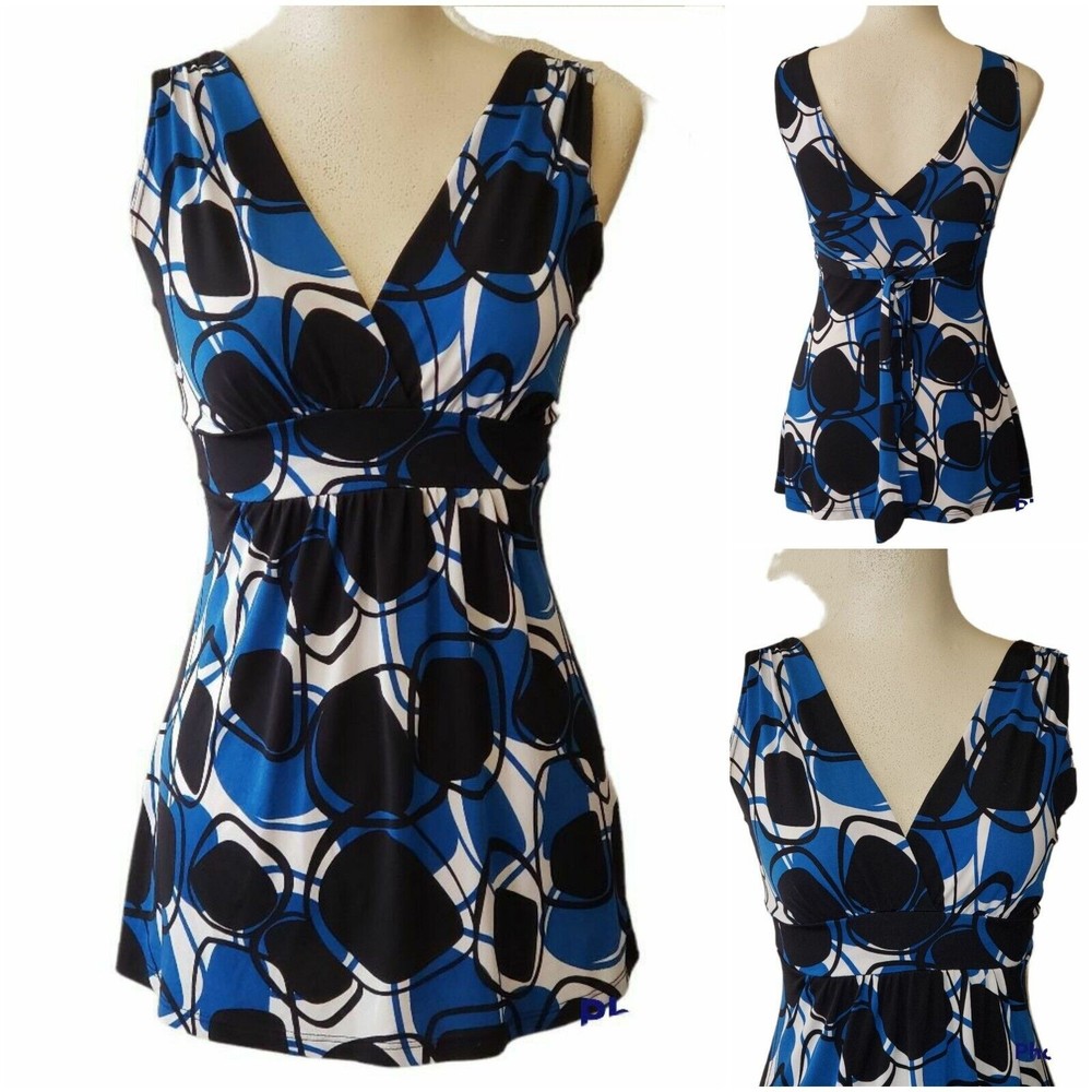 Vintage Y2K 2000's Babydoll Top Wet Seal Retro Abstract Sz S Tie Waist